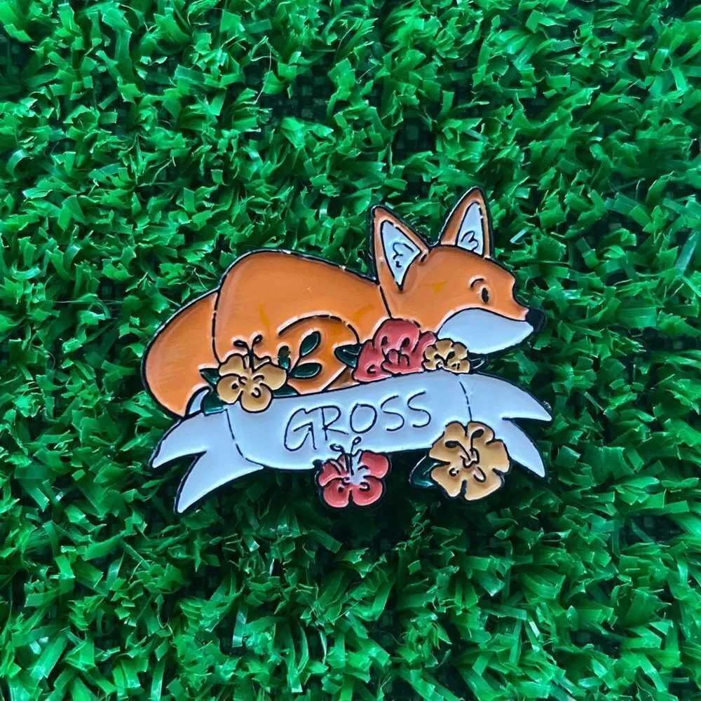 Fox Gross Enamel Pin/ Brooch Lapel